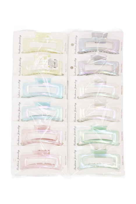 Pearlescent Glossed Clear Block Hair Claw