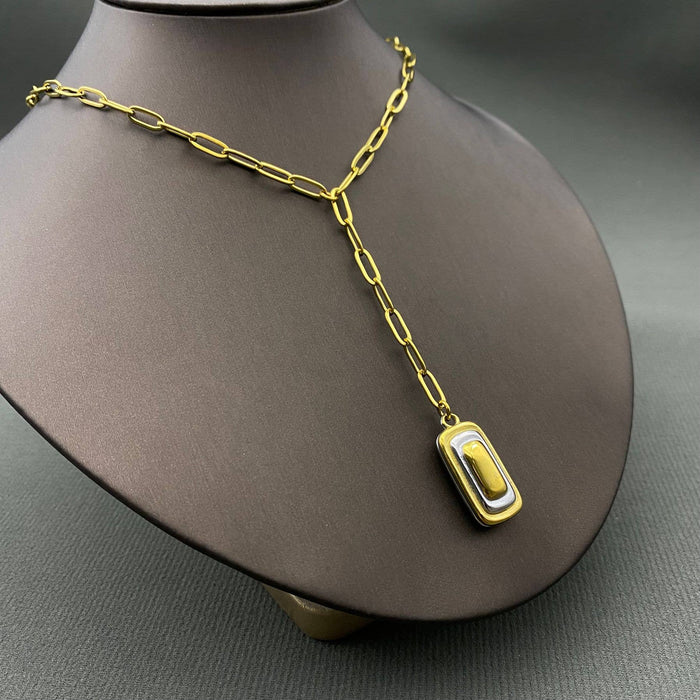 18K Gold Plated S.Steel Sugar Cube Pendant Necklace - FGS