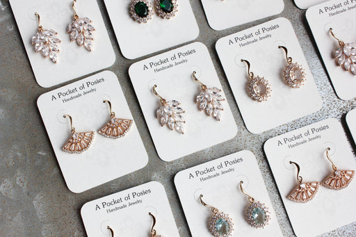 Aqua Glass Earrings | Sparkling Oval Drops