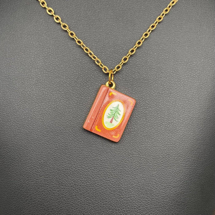 Enamel Book 18K Golden S.Steel Necklace
