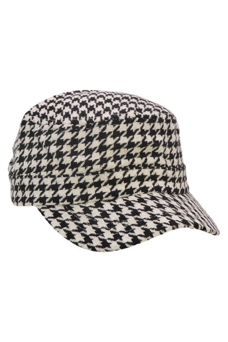 Classic Houndstooth Checkered Woven Cadet Cap