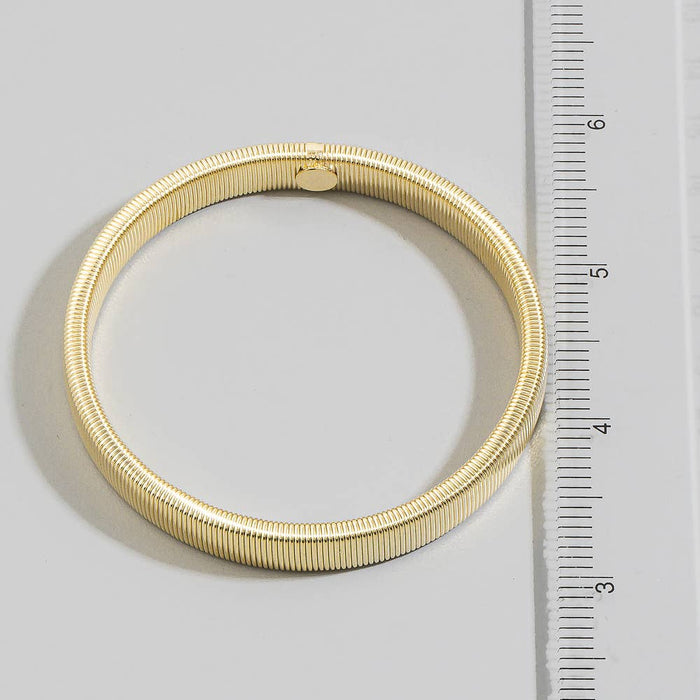 Stainless Steel Wide Ribbed Bangle Bracelet