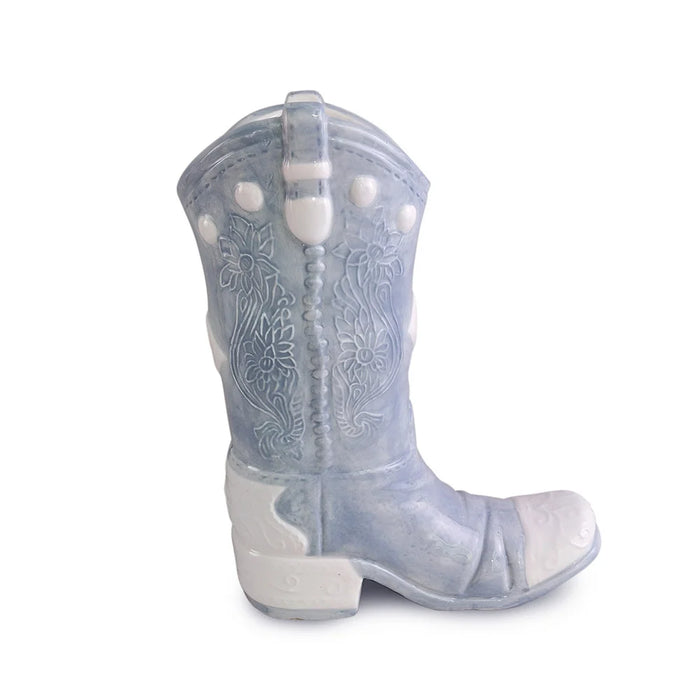 Vase/Planter Ceramic Western Boot 11.5" Blue