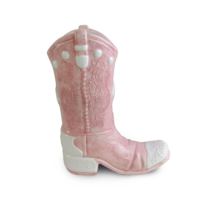 Vase/Planter Ceramic Western Boot 11.5" Pink