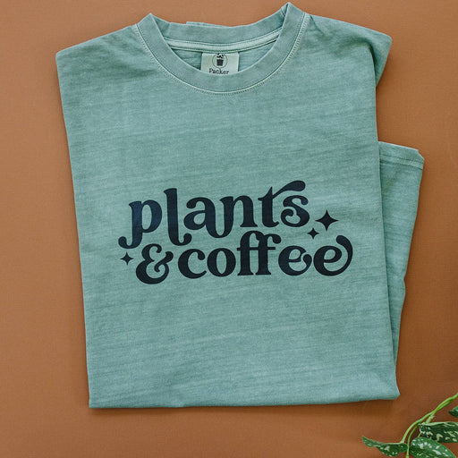 Plants & Coffee | Graphic Tee | Gifts for Plant Lovers: Juniper Green / Medium