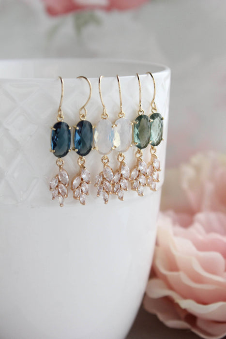 Sparkling Crystal Earrings | Leaf Earring