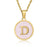 Pink Shell Initial 18K Gold Plated SS Round Charm Necklace