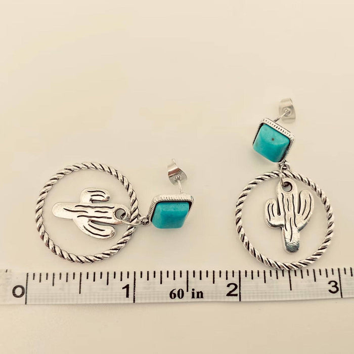 Western Style Sunflower Pendant Post Earrings - WJ