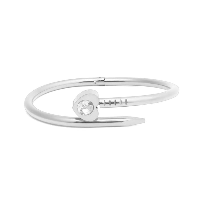 18K Gold PVD Stainless Steel Heart with Stone Bangle