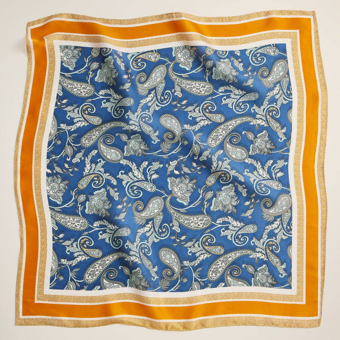Retro Paisley Silk-Feel Square Scarf for Timeless Look