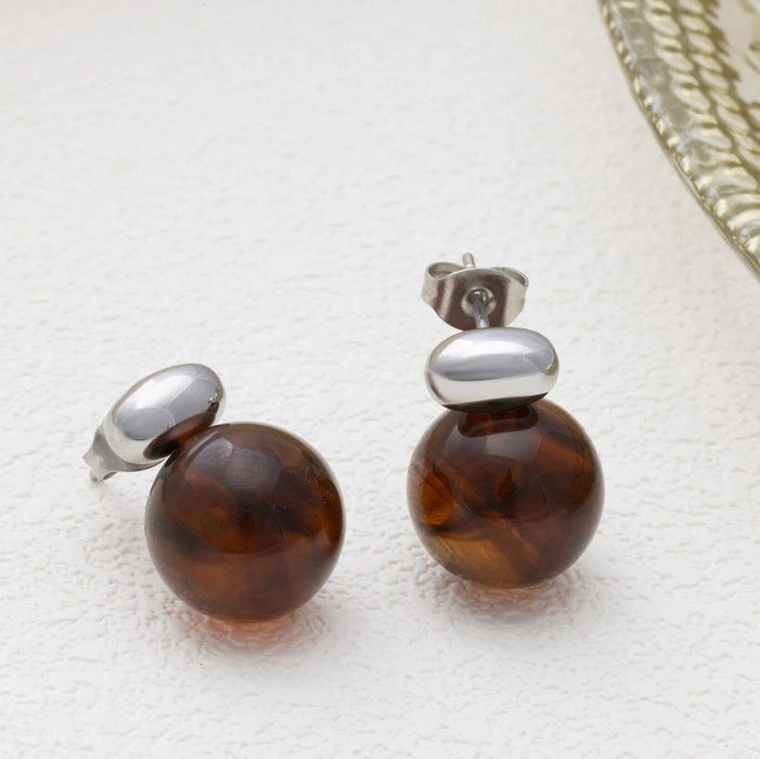 18K Gold PVD Stainless Steel Tortoise Shell Stud Earrings