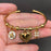 18K Gold Plated Stainless Steel Lucky Heart Charm Cuff - FGS
