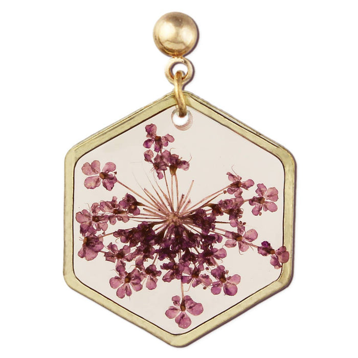 Cottage Floral Purple Dried Flower Earrings