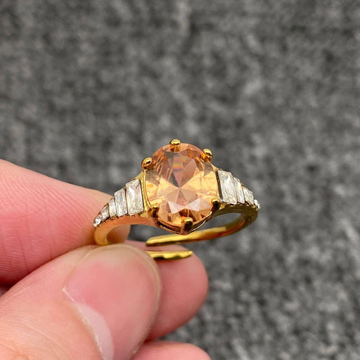 Sparkling Zircon 18K Gold Plated Stainless Steel Ring - FGS