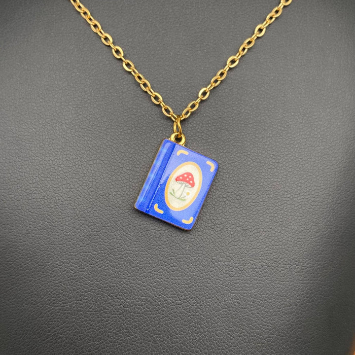 Enamel Book 18K Golden S.Steel Necklace