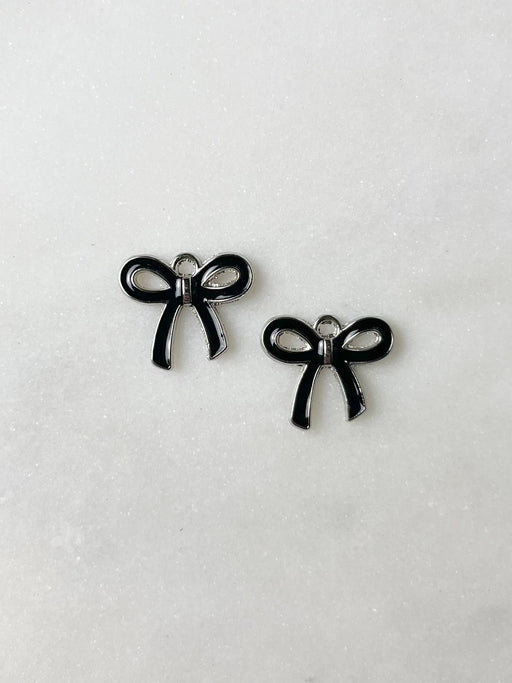 Bow Silver Black Charm