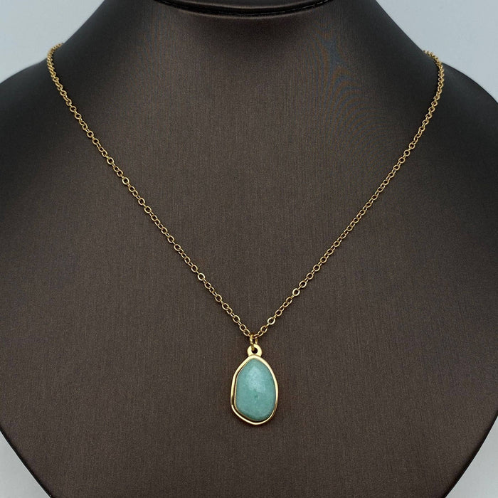 Natural Stone Charm Stainless Steel Necklace