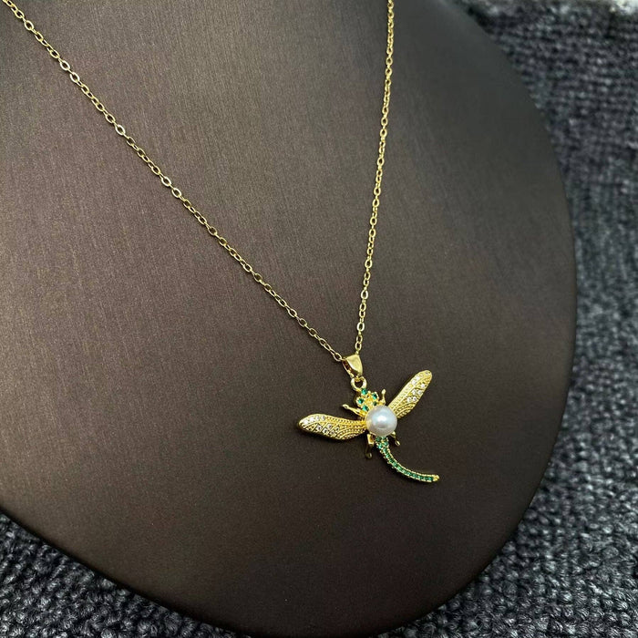 Dragonfly Charm Gold-plated Necklace
