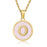 Pink Shell Initial 18K Gold Plated SS Round Charm Necklace