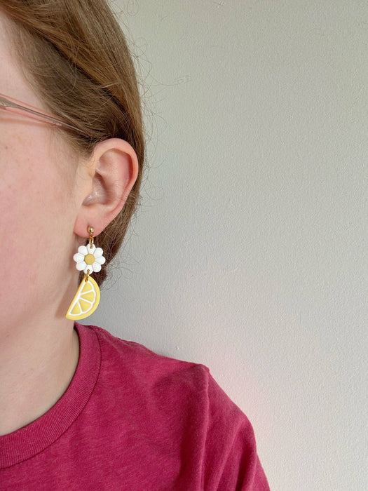 Daisy Citrus Dangles | Polymer Clay Earrings 