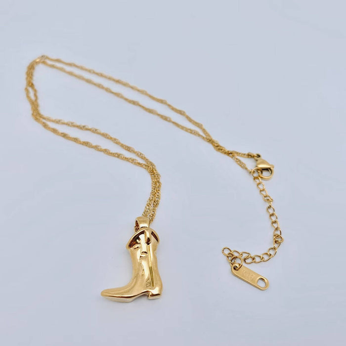 Western Cowgirl Boot Charm Necklace - WJ