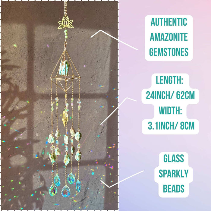 Amazonite Suncatcher - Calming Crystal Decor Gift