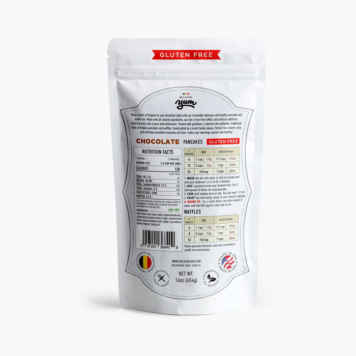 Belgian Pancake-Waffle Breakfast Mix–Chocolate-GLUTEN FREE