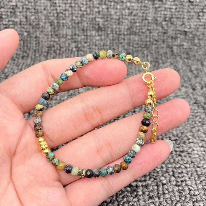 Natural Stone & Pearl Beaded 18K Gold Plated Bracelet