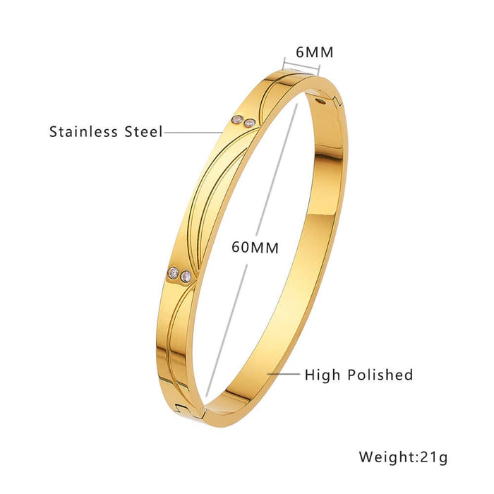 Multi Style 18K Gold Plated Stainless Steel Cuff Bangles-FGS