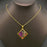Dried Flower Rhombus Charm 18K Gold Plated Necklace