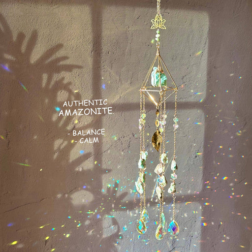 Amazonite Suncatcher - Calming Crystal Decor Gift