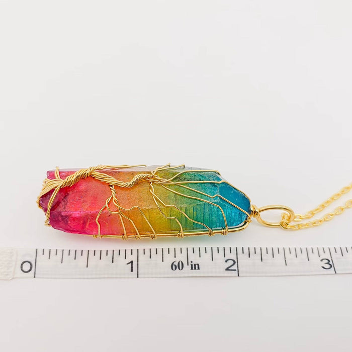 Tree of Life Colored Crystal Charm Necklace