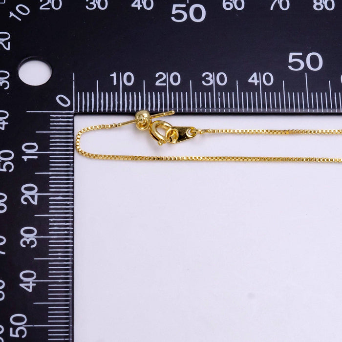 14K Gold Filled 0.8mm Dainty Box Chain 7.5 Inch Slider Bracelet Adjustable bracelet | Z-907