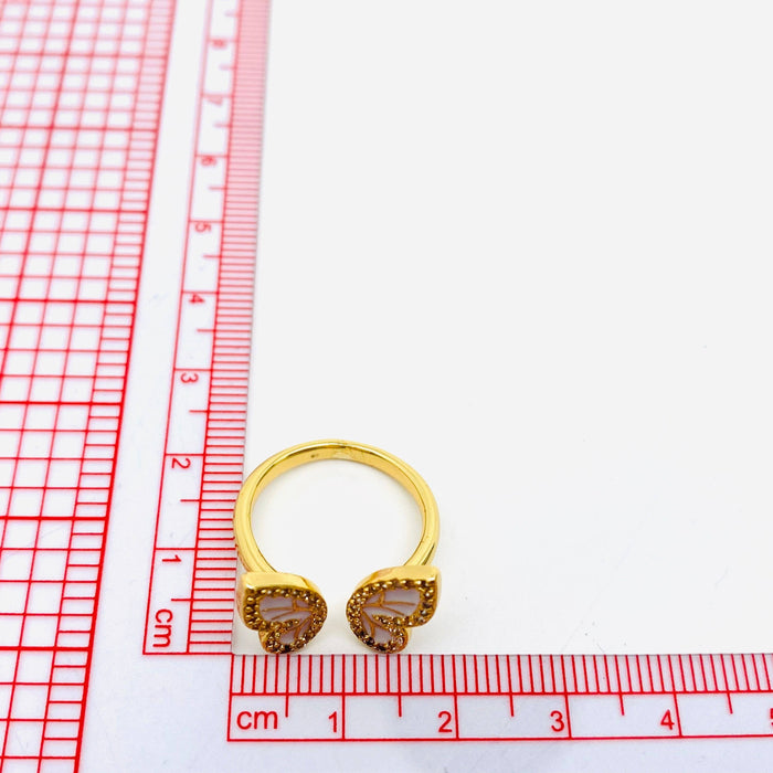 Golden Rhinestone Butterfly Opening Adjustable Ring