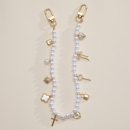Pearl Charm Bag Chain with Gold Accents