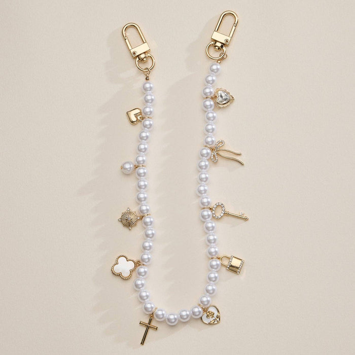 Pearl Charm Bag Chain with Gold Accents