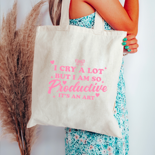 I Cry a lot Productive Tote Bag | Taylor Swift | Pink