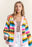 Fish Scales Multicolor Design Knit Cardigan