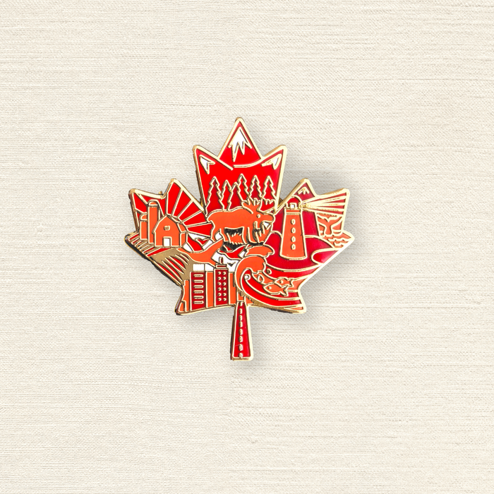Canada Maple Leaf Enamel Pin – Scenic Landmarks and Wildlife Souvenir Gift Lapel Pins