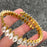 Sparkling Full Rhombic CZ 18K Golden SSl Bracelet - FGS