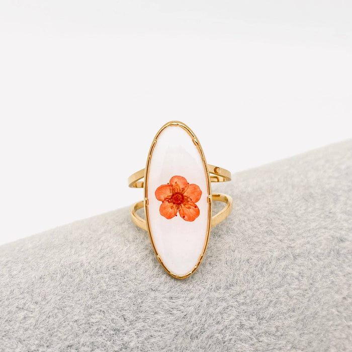 18K Gold Plated Stainless Steel Floral Ring - FGS/PDF