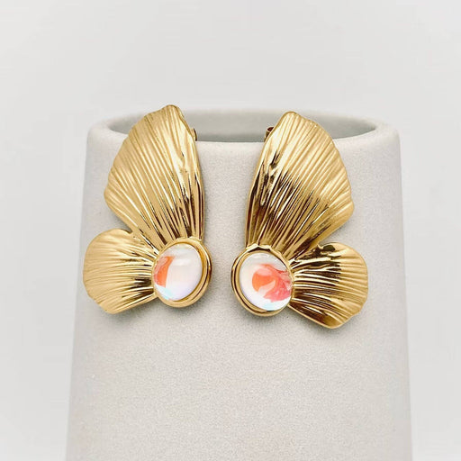 Mio Queena - Butterfly Symmetrical Gold Plated Stainless Steel Earrings