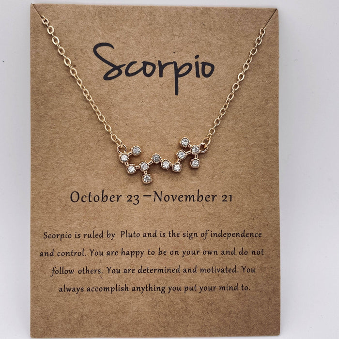 12 Constellations Necklace Inlaid with Rhinestone
