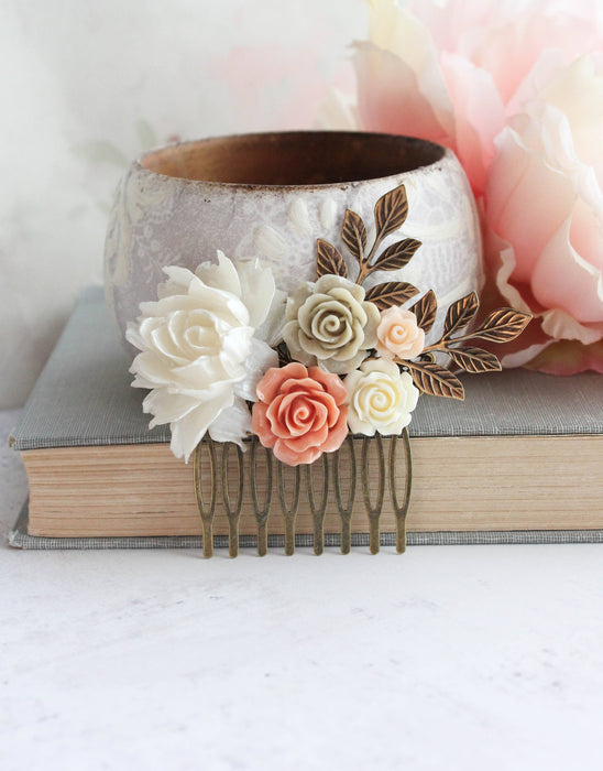 Flower Hair Comb | Vintage Style | Shimmering Ivory