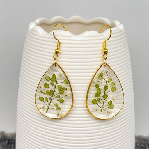 Lepidium Apetalum Dried Flowers Drop Dangle Earrings - PDF
