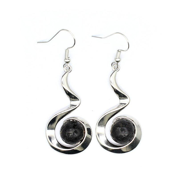 Geometric Dangle Earrings Inlaid with Natural Stone