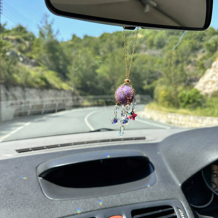Crystal Car Suncatcher – Rear View Mirror Rainbow Charm
