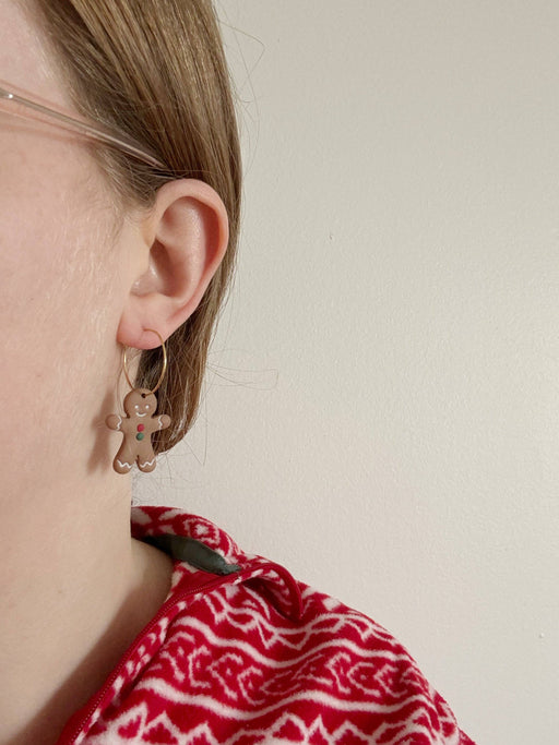 Gingerbread Hoops | Polymer Clay Earrings 