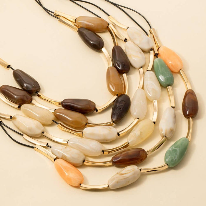 Large Stone Layered Resin Necklace