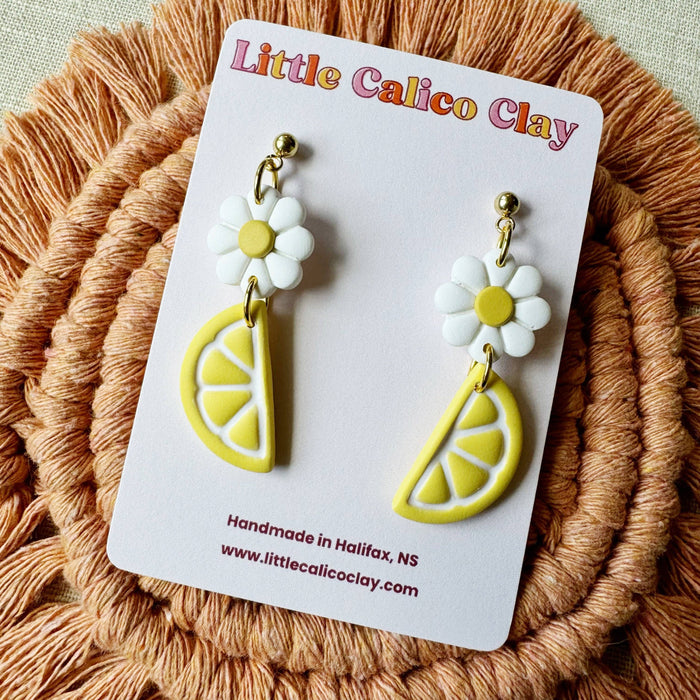 Daisy Citrus Dangles | Polymer Clay Earrings 